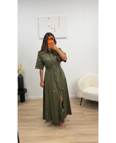 Robe Chemsie longue Noé bijoux Kaki