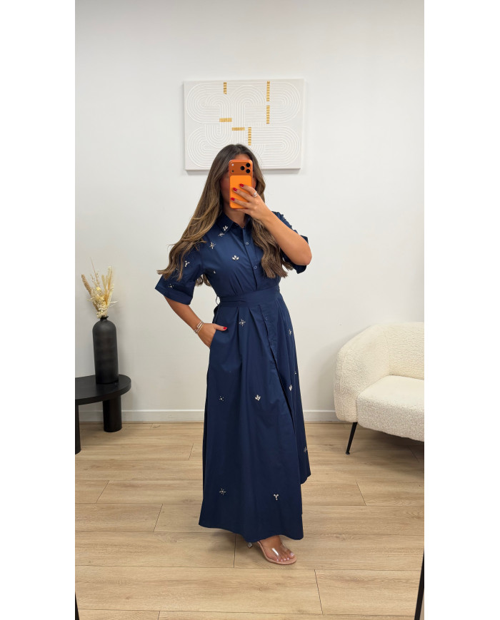 Robe Chemsie longue Noé bijoux Bleu marine