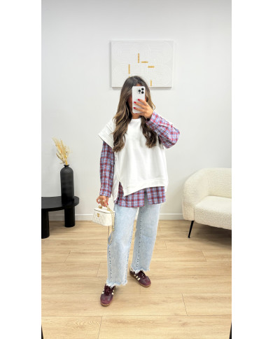 Pull sans manches blanc