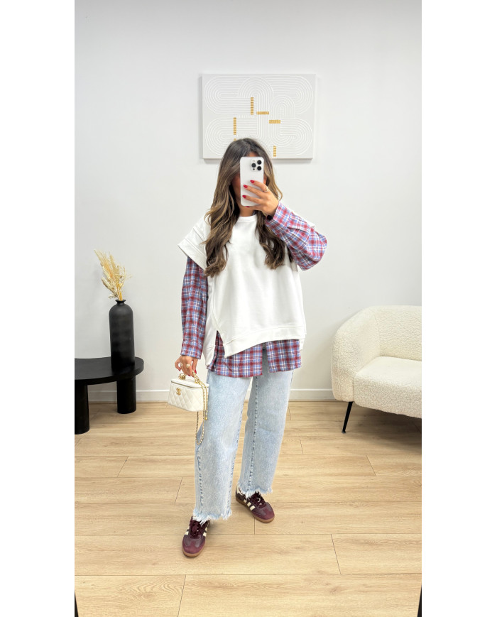 Pull sans manches blanc