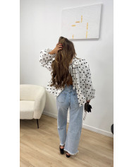 Chemise à pois dos ouverte Blanche