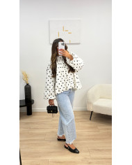 Chemise à pois dos ouverte Blanche (expédie 25 mars)