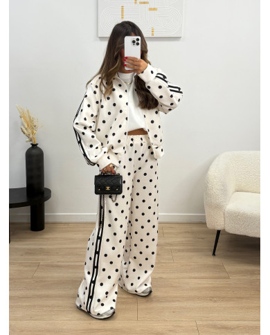 Ensemble à pois jogging blanc
