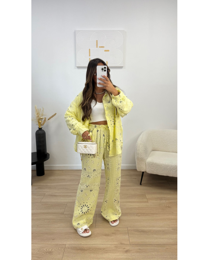 Ensemble Gaz de coton bandana jaune