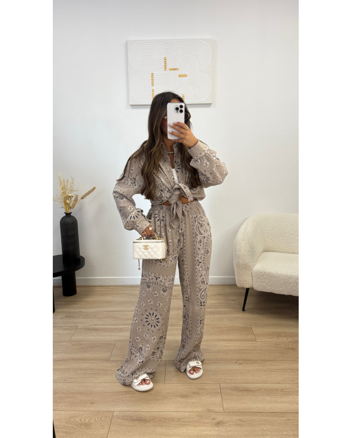 Ensemble Gaz de coton bandana Taupe