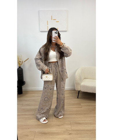 Ensemble Gaz de coton bandana Taupe