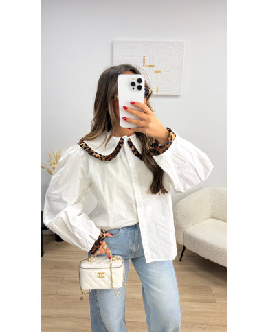 Chemise col Claudine Léopard