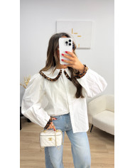 Chemise col Claudine Léopard