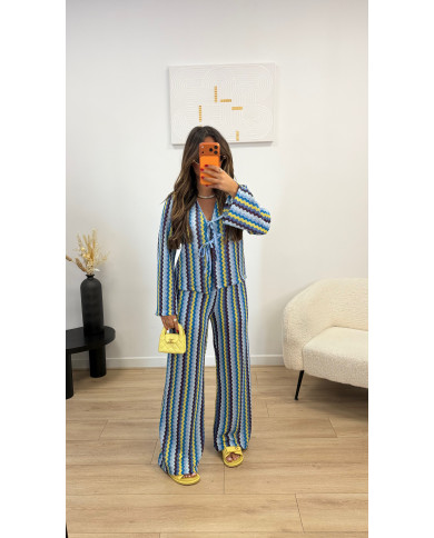 Ensemble Mykonos Multi Crochet Bleu