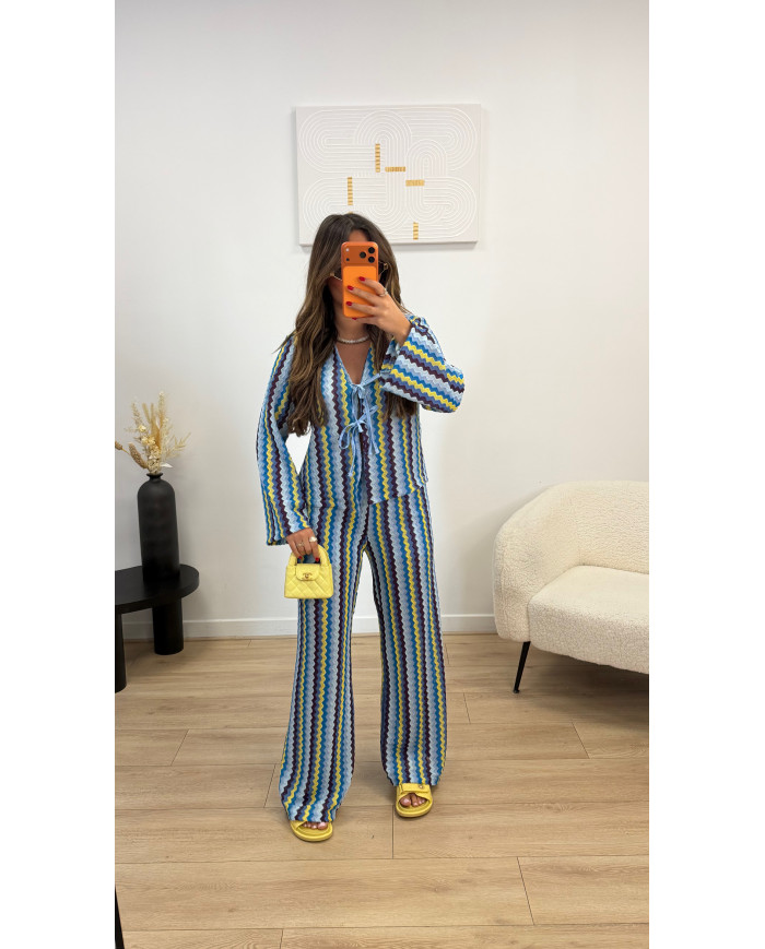 Ensemble Mykonos Multi Crochet Bleu