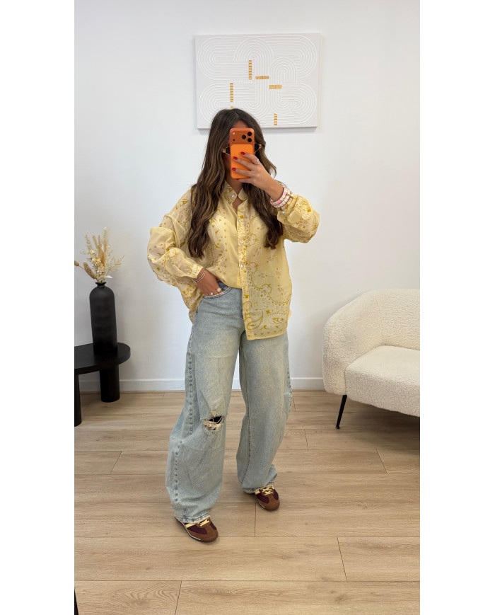 Chemise léger coton bandana Jaune