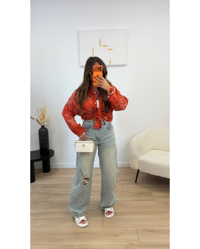 Chemise léger coton bandana Rouge