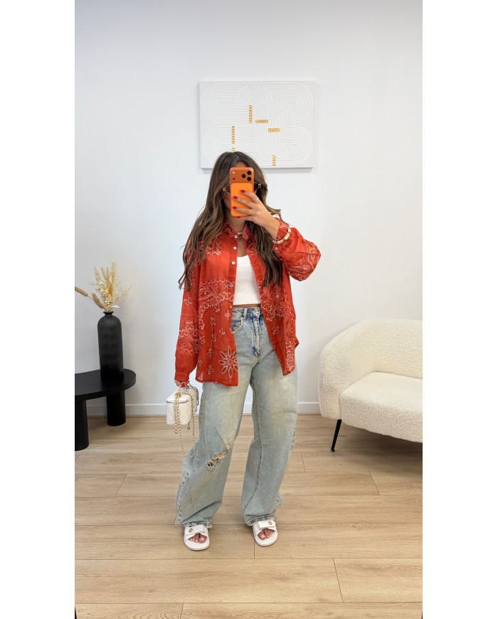 Chemise légere coton bandana Rouge