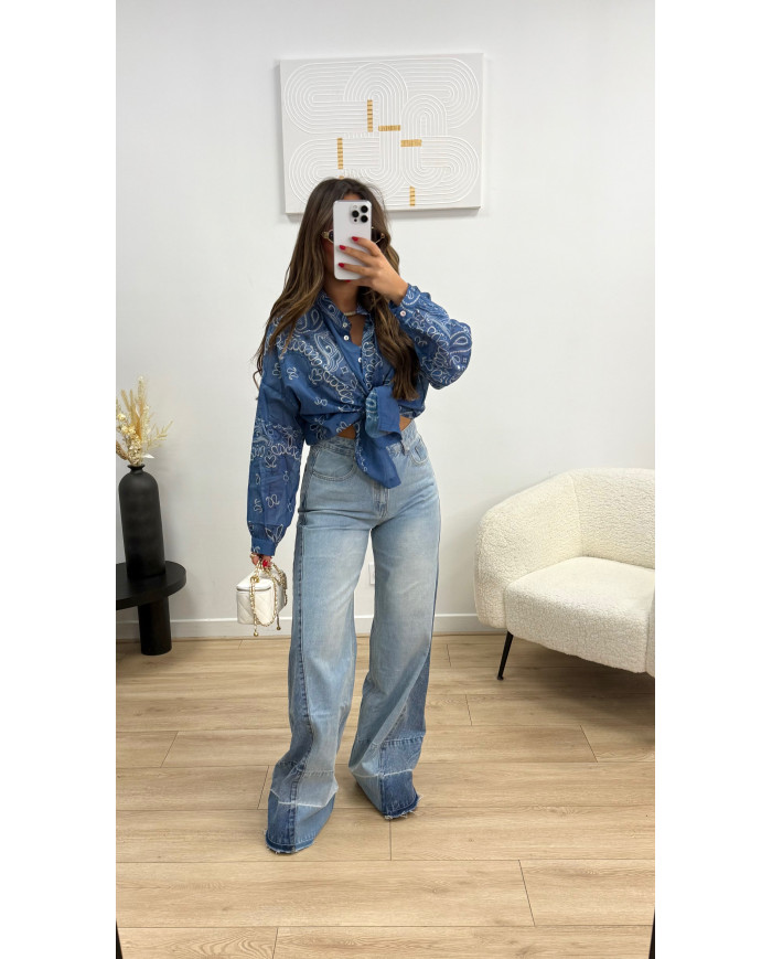 Chemise légère coton bandana bleu