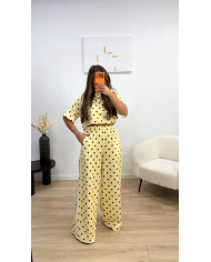Ensemble jogging t-shirt pois Jaune