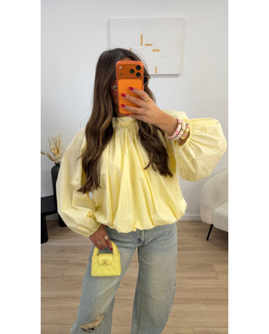 Chemise dos ouvert Uni Jaune