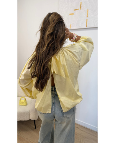 Chemise dos ouvert Uni Jaune