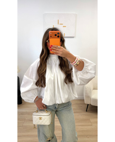 Chemise dos ouvert Uni blanche