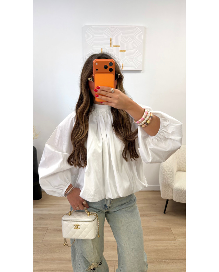 Chemise dos ouvert Uni blanche