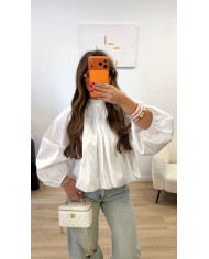 Chemise dos ouvert Uni blanche