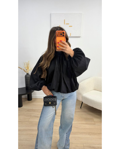 Chemise dos ouvert Uni Noir