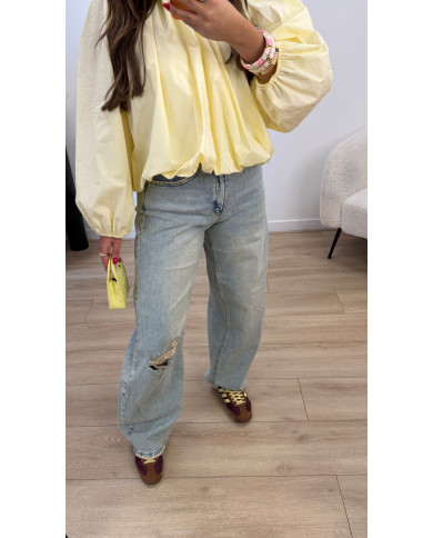 Jean ballon déchiré bleu clair