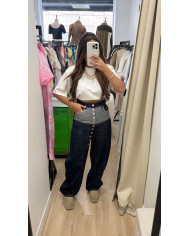 Veste cargo sans manches bleu marine rayé