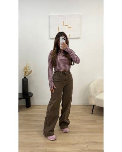 Top mitaines rayé Rose & Choco