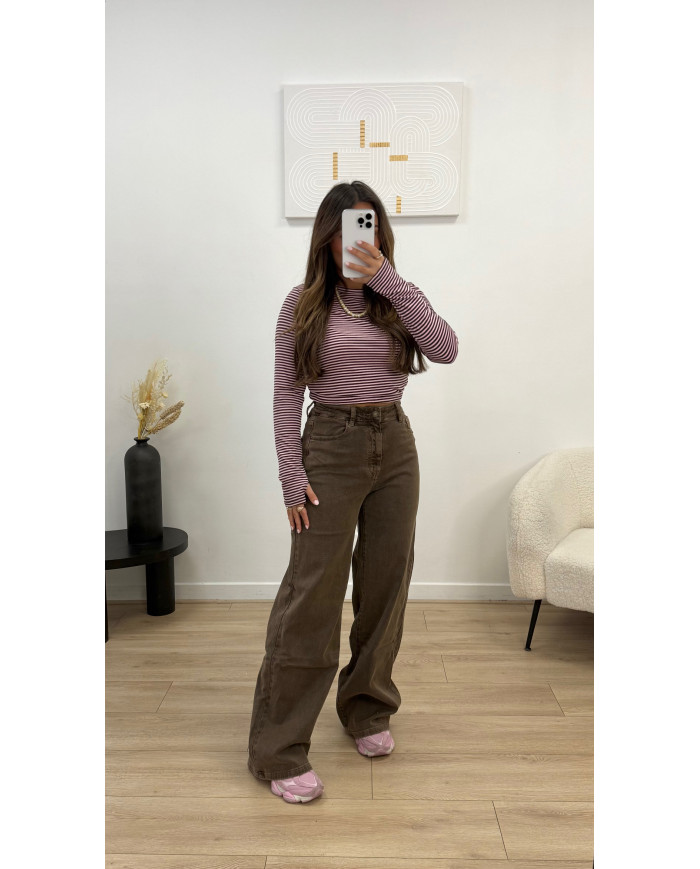 Top mitaines rayé Rose & Choco