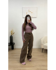 Top mitaines rayé bleu & Choco