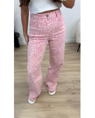 Jean évasée léopard Rose