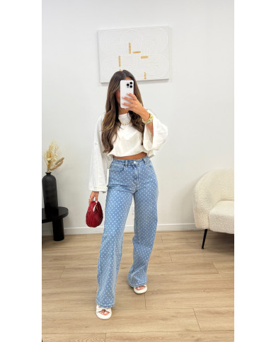 Jean à pois bleu & blanc