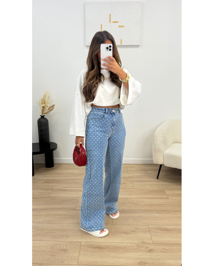 Jean à pois bleu & blanc
