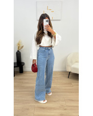 Jean à pois bleu & blanc