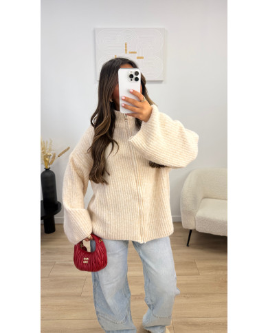 Gilet maille oversize Laine Beige