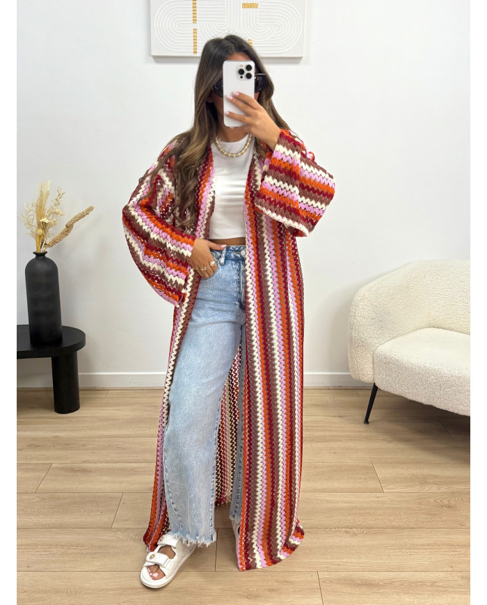 Kimono crochet Rouge