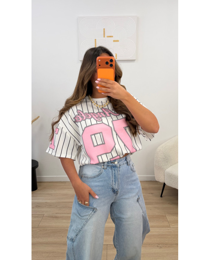 T-shirt Los angeles blanc & rose précommandé expédié 8 avril