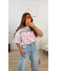 T-shirt Los angoles blanc & rose