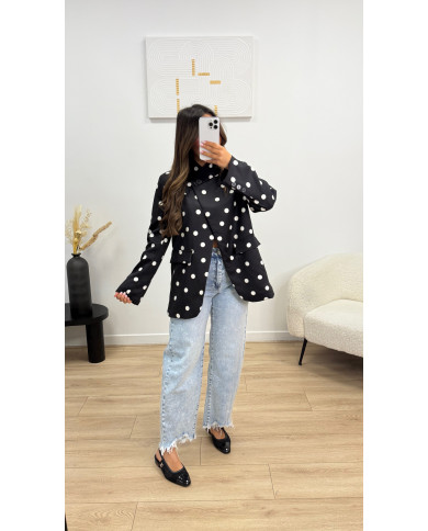 Blazer ouvert à pois Noir & Blanc