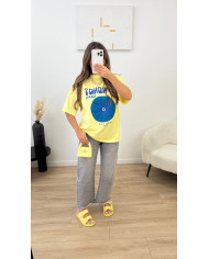 Jean mom effiloché Gris