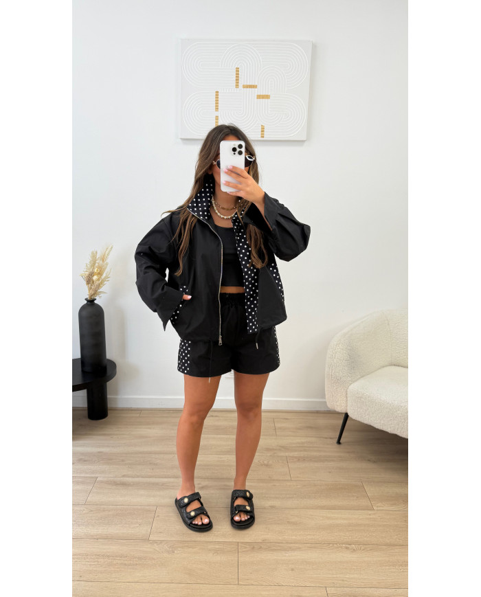 Ensemble Veste + Short pois noir