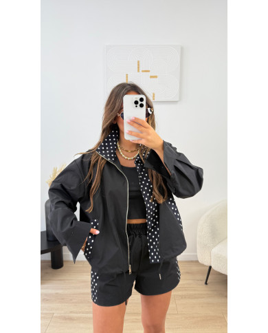 Ensemble Veste + Short pois noir
