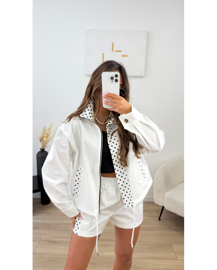 Ensemble Veste + Short pois blanc