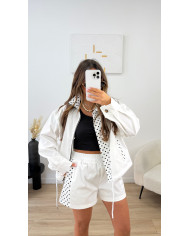 Ensemble Veste + Short pois blanc