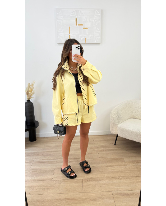 Ensemble Veste + Short pois Jaune