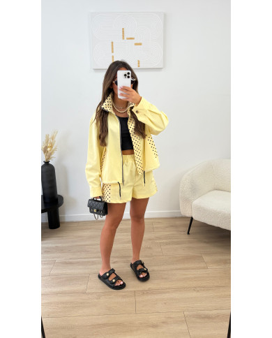 Ensemble Veste + Short pois Jaune