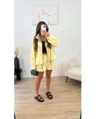 Ensemble Veste + Short pois Jaune