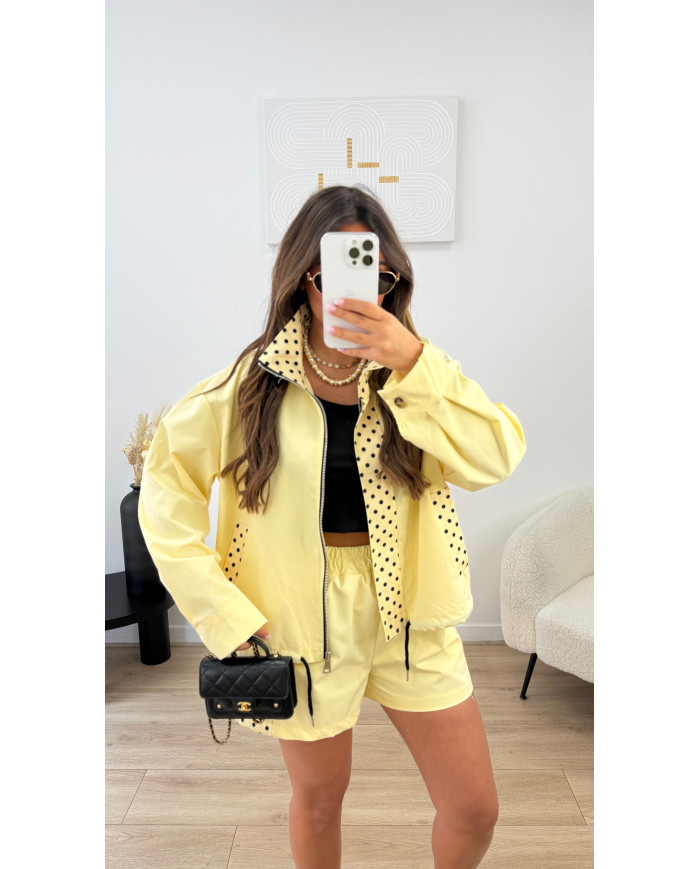 Ensemble Veste + Short pois Jaune