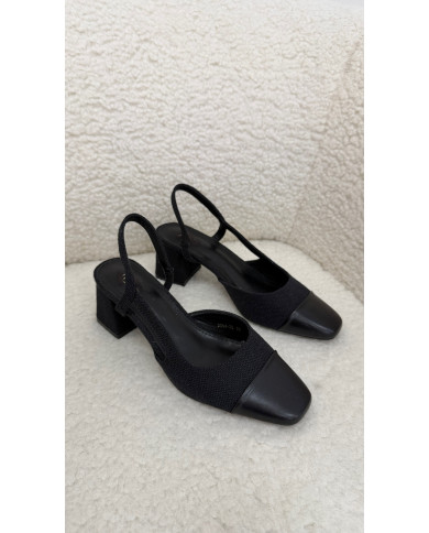 Talon ballerines tweed noir