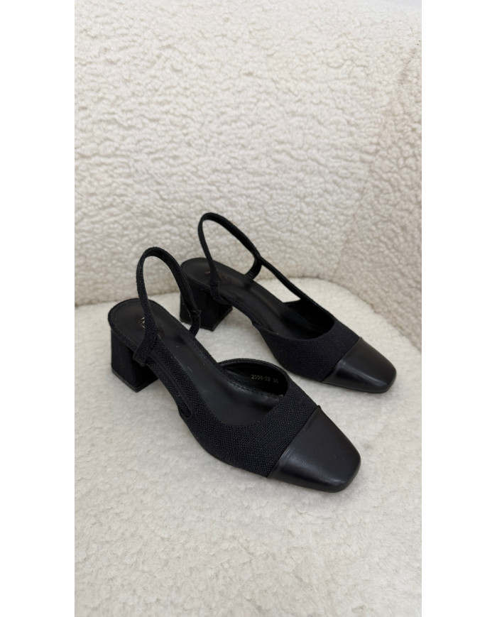 Talon ballerines tweed noir